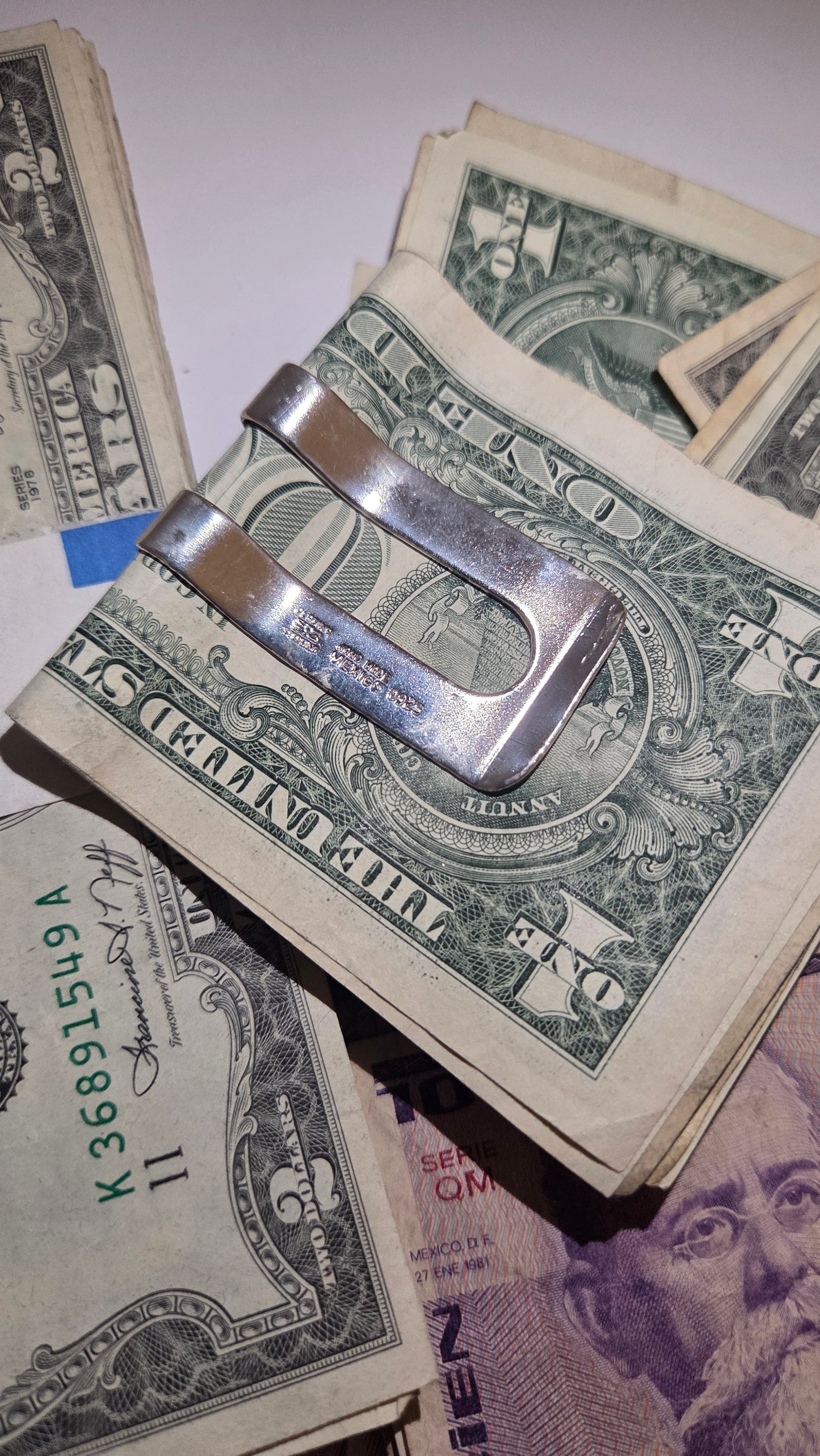 Mexico - Money Clip - Western Floral Engraving